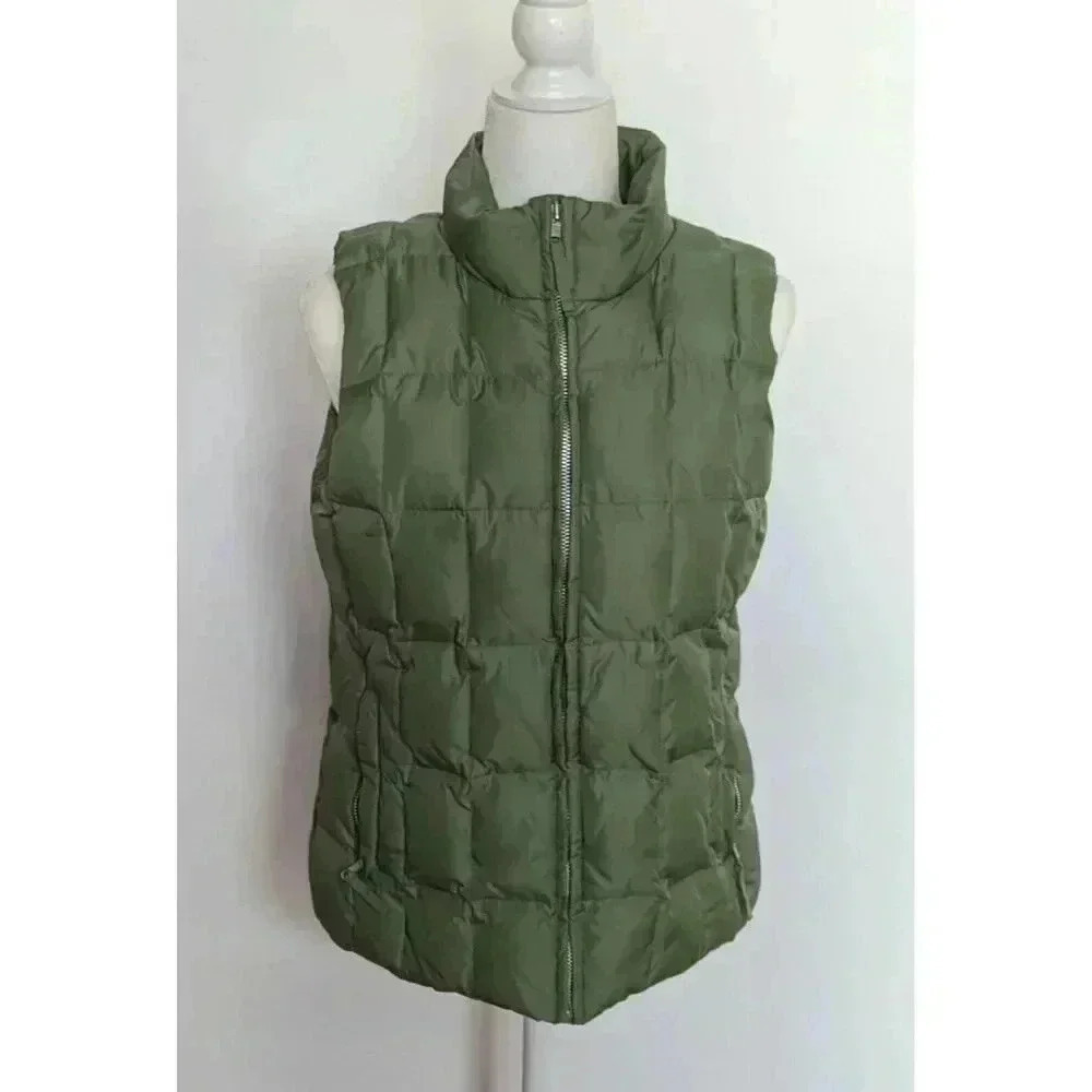 GAP Women’s Down Quilted Puffer Zip Up Vest Emerald Green Size M - Picture 2 of 10